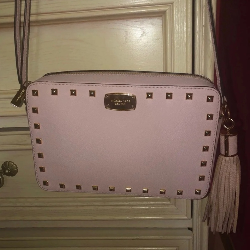 Michael Kors pink studded purse w/ pom